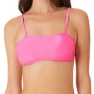 California Waves Metallic Shine Pink Bandeau Bikini Top Women's Swimwear